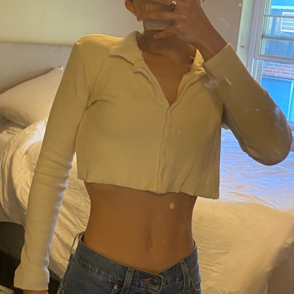 NWOT Princess Polly Cropped Long sleeve collared shirt